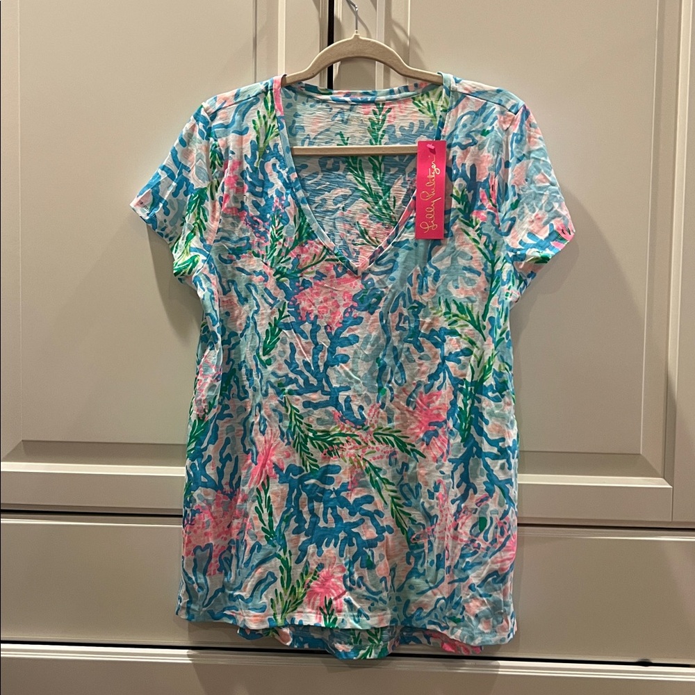 Lilly Pulitzer Multi-Color V-Neck Tee